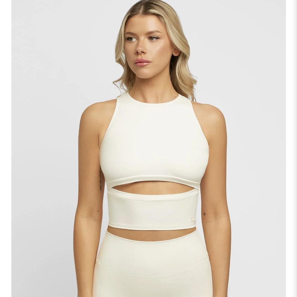 Women's Cutout Crop Top in Cream